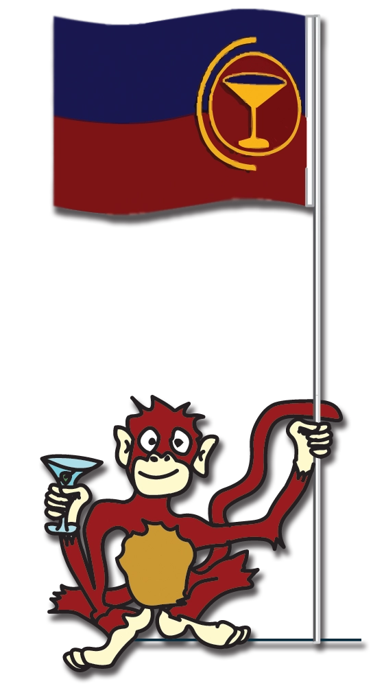Boozey the Monkey with Cocktail Nation Flag