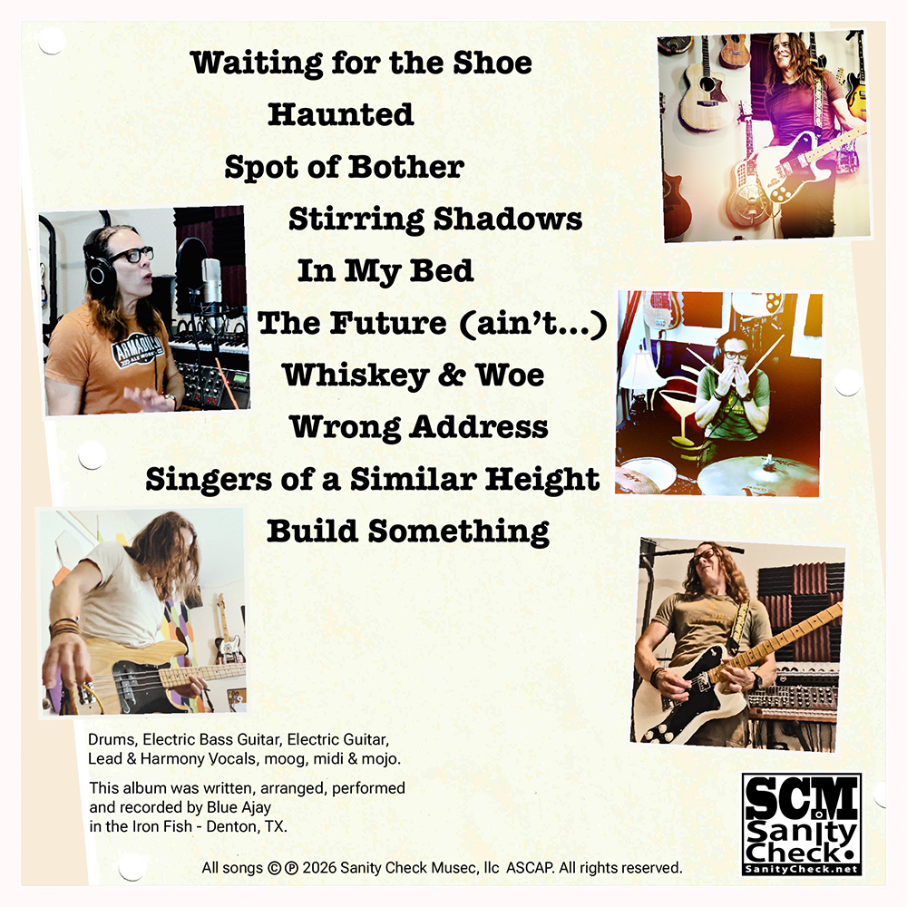 The back cover album art for Blue Ajay's, Blurry Days