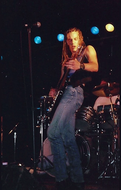 Blue on stage with the Jaded